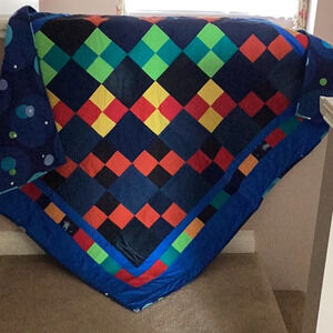 Handmade Lap Throw Quilt 53” X 58” Bedding Upcycling T-Shirts